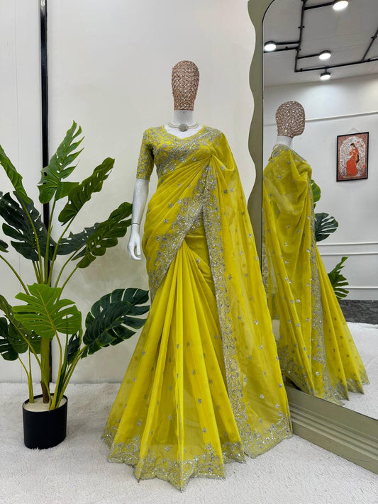 Embroidered Bollywood Net Saree By WTW