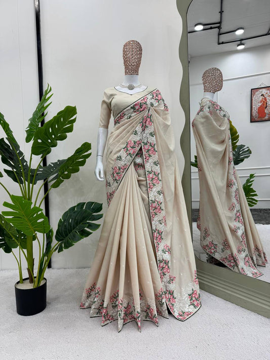 Heavy Flower Border Silk Saree For Wedding By WTW