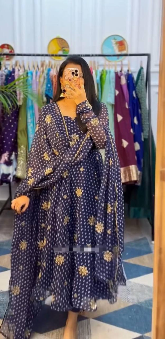 Sttuc Fox Georgette Gown Dupatta Set Wholesaler By WTW