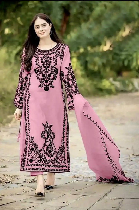 Mystical Pink Color Georgette Embroidery Sequins Sharara Suit By WTW