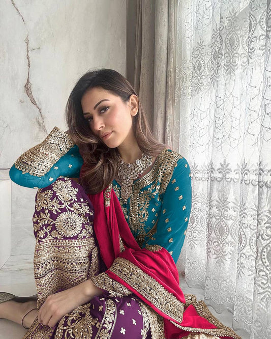 Motwani Blue Color Georgette Embroidery Salwar Suit By WTW