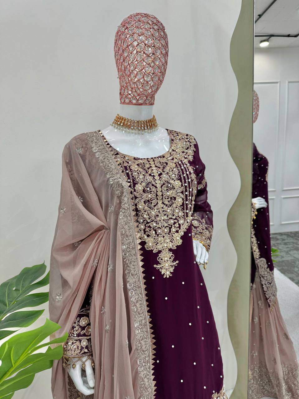 Maroon Color Dress Material By WTW