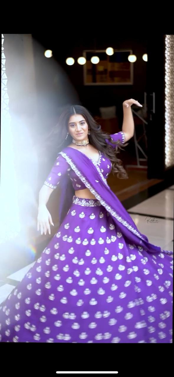 Purple Ready To Wear Bridal Lehenga Choli In Chinon With Thread Embroidery By WTW