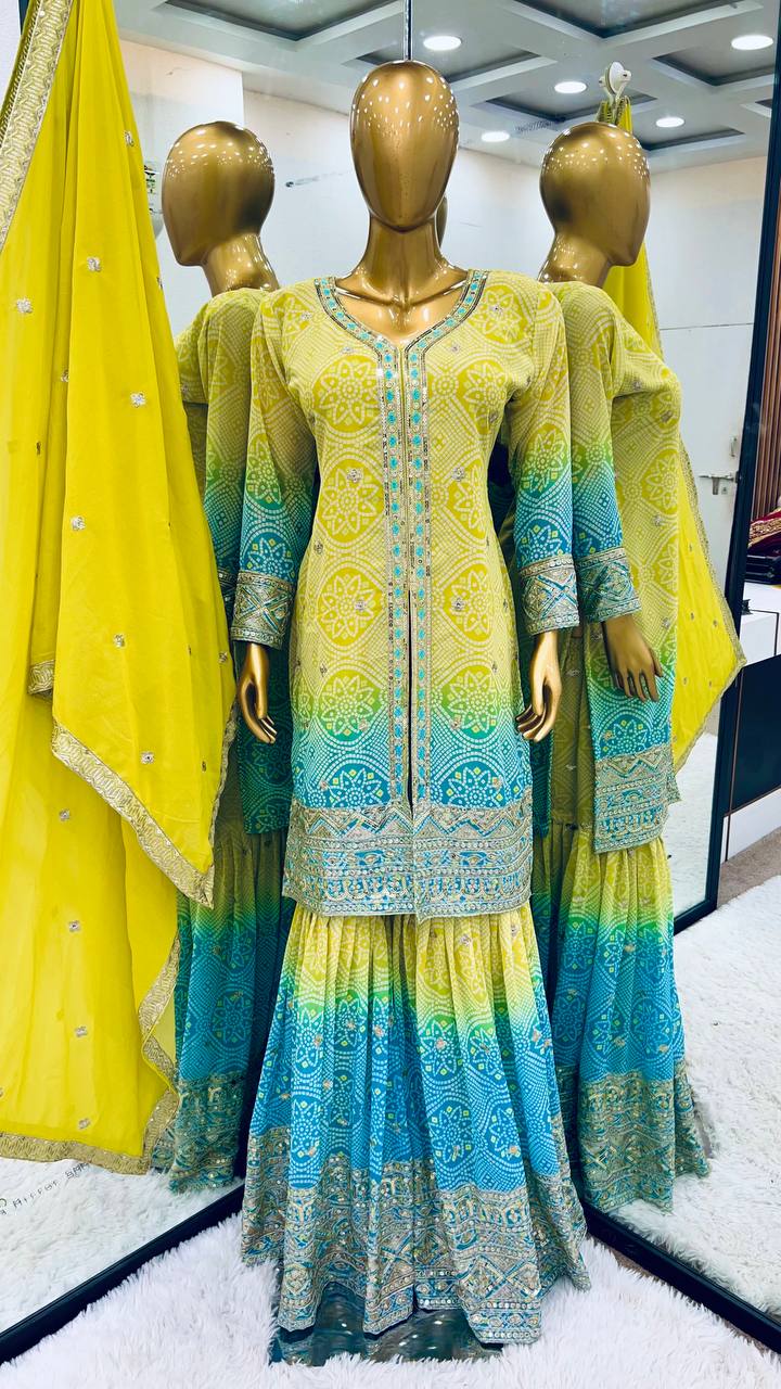 Beautiful Double Shaded Designer Sharara Suit By WTW