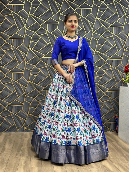 Wedding Wear Blue Colour Lehenga Choli In Digital Printed By WTW