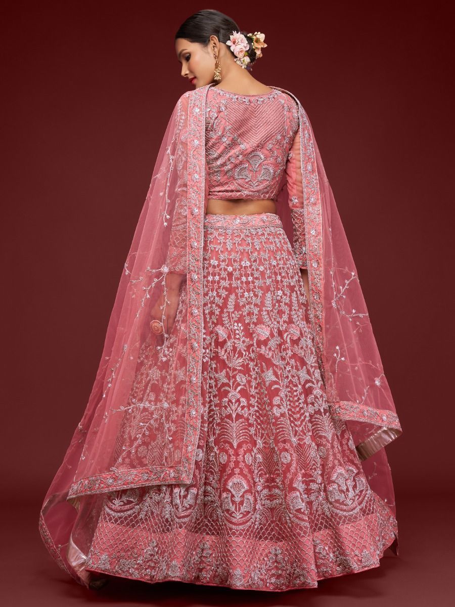 Alluring Pink Dori Work Soft Net Ceremony Wear Lehenga Choli By WTW