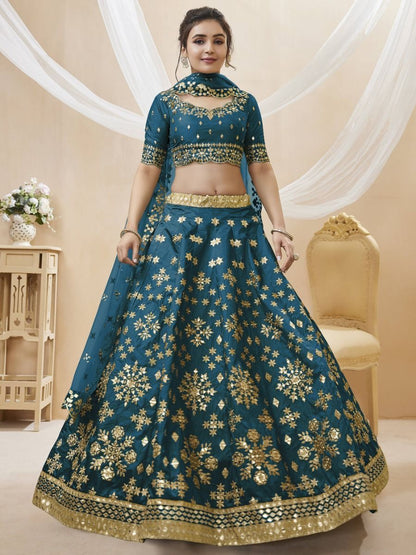 Irresistible Blue Zari Work Art Silk Wedding Wear Lehenga Choli By WTW