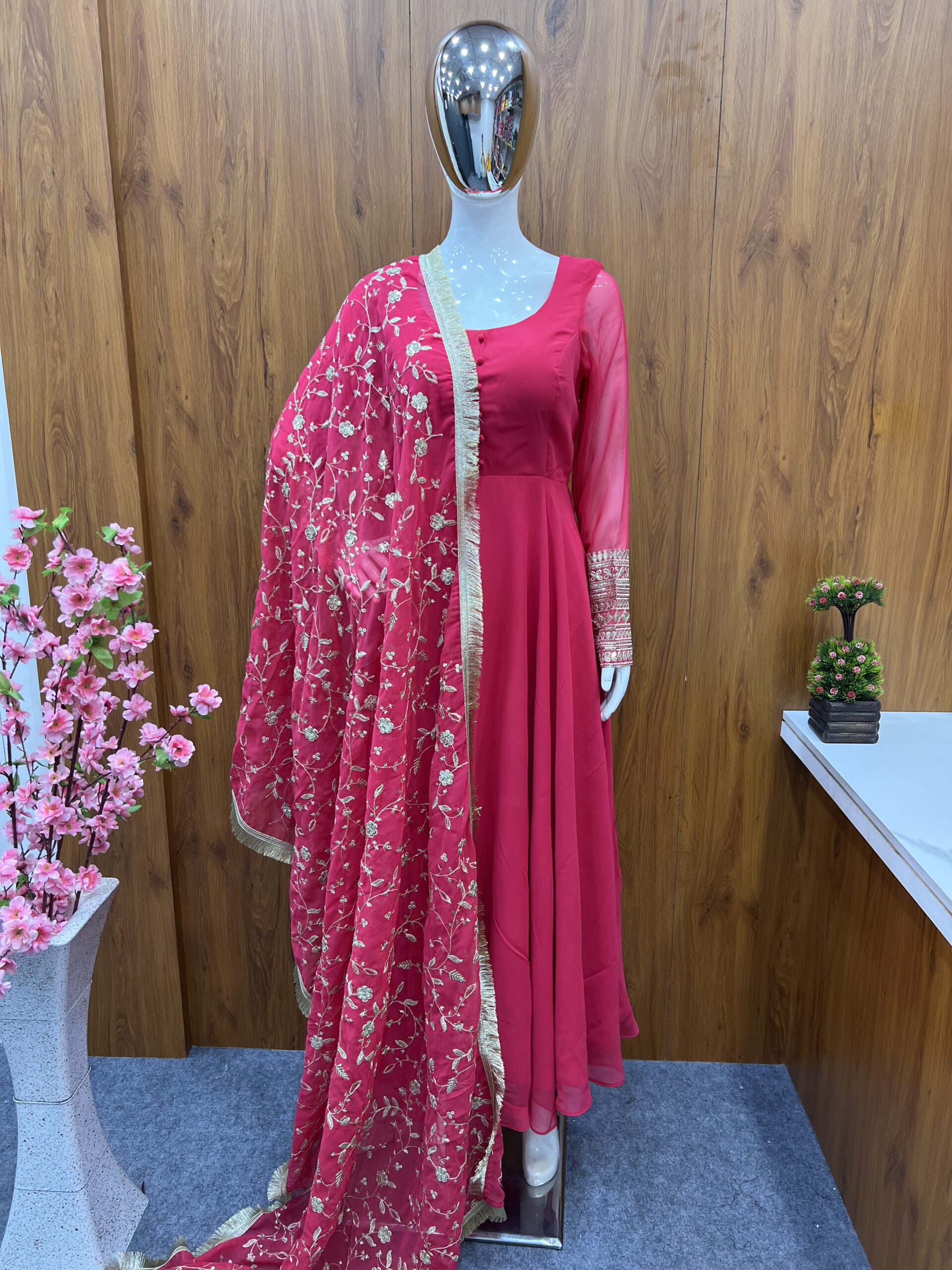 Floral cotton Kalamkari Dupatta with self weaving – Kapaas Katha