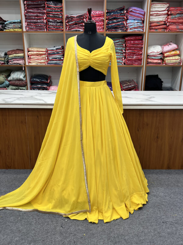 Buy Yellow Color Taffeta Silk Haldi Wear Lehenga Choli Online - LEHV2776 |  Appelle Fashion