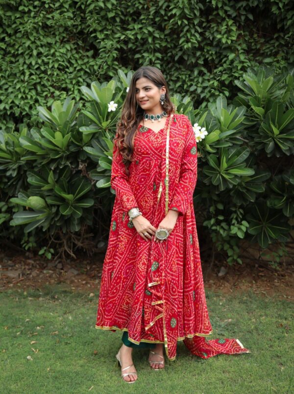 Kids Suit: Girls Red Anarkali Suit With Churidaar | Perfect Panache