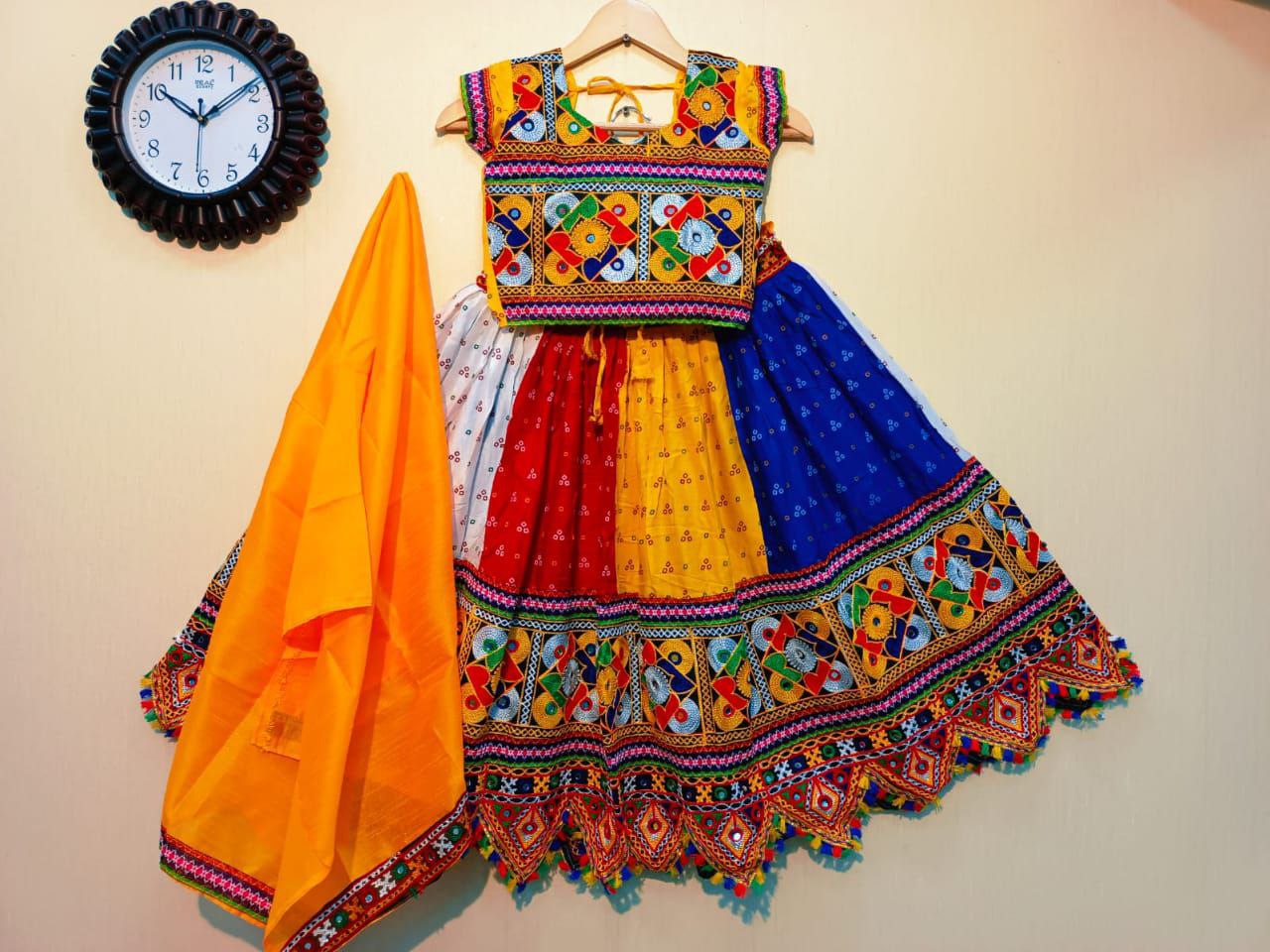 Amazon.com: Art Silk Thread Embroidery Indian Women Party Wear Gujrati  Lehenga Choli Dupatta Fancy Navratri Festival Ghagra Choli 2981 (Multi  Color, 34) : Clothing, Shoes & Jewelry