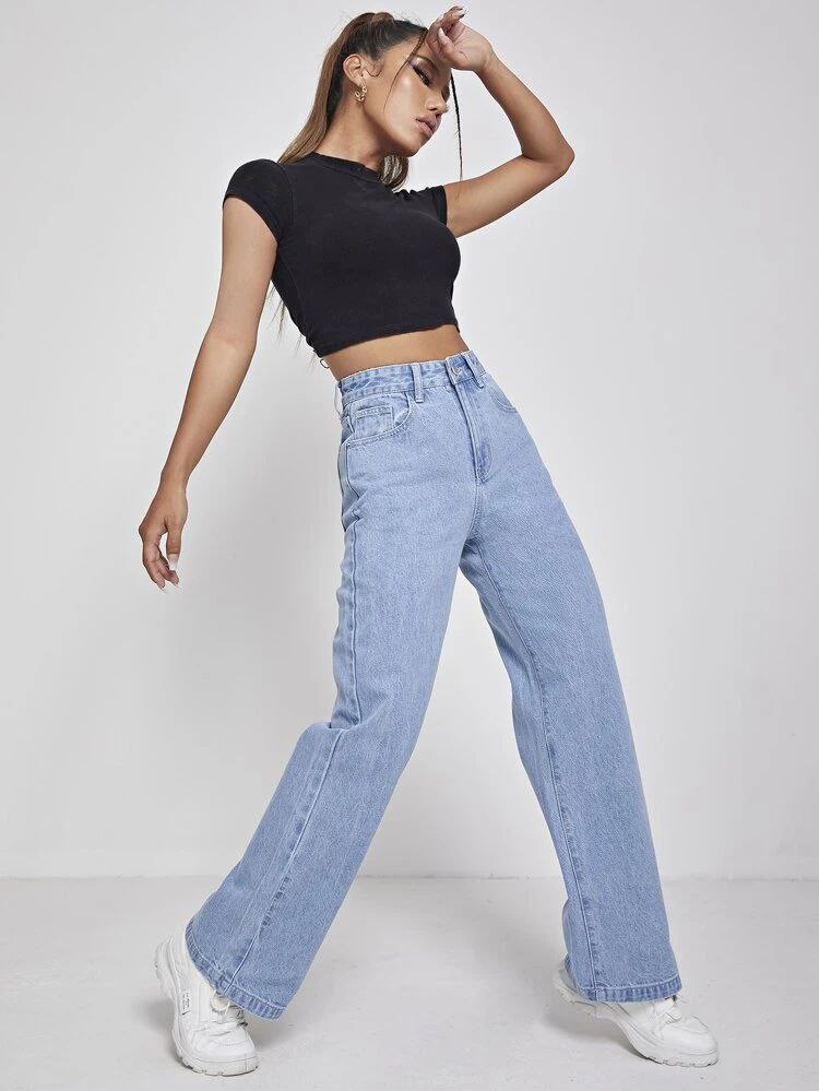 Baggy Jeans,Girl's Denim Bell Bottom Jeans, solid Bottom, Trendy Look in  Different Shades, Comfortable Women's