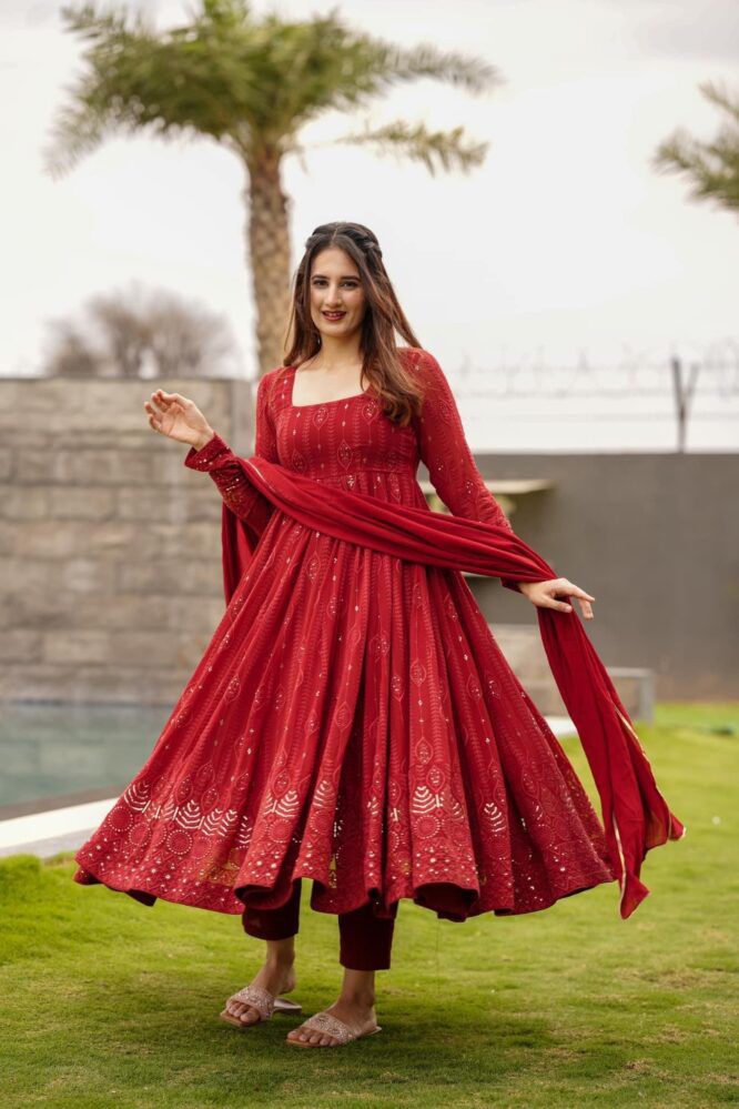 Buy Designer Long Heavy Anarkali Gown Suit Pakistani Indian Baby Shower  Wear Embroidery Work Floor Touch Anarkali Dupatta Dress Made by Our Team  Online in India - Etsy