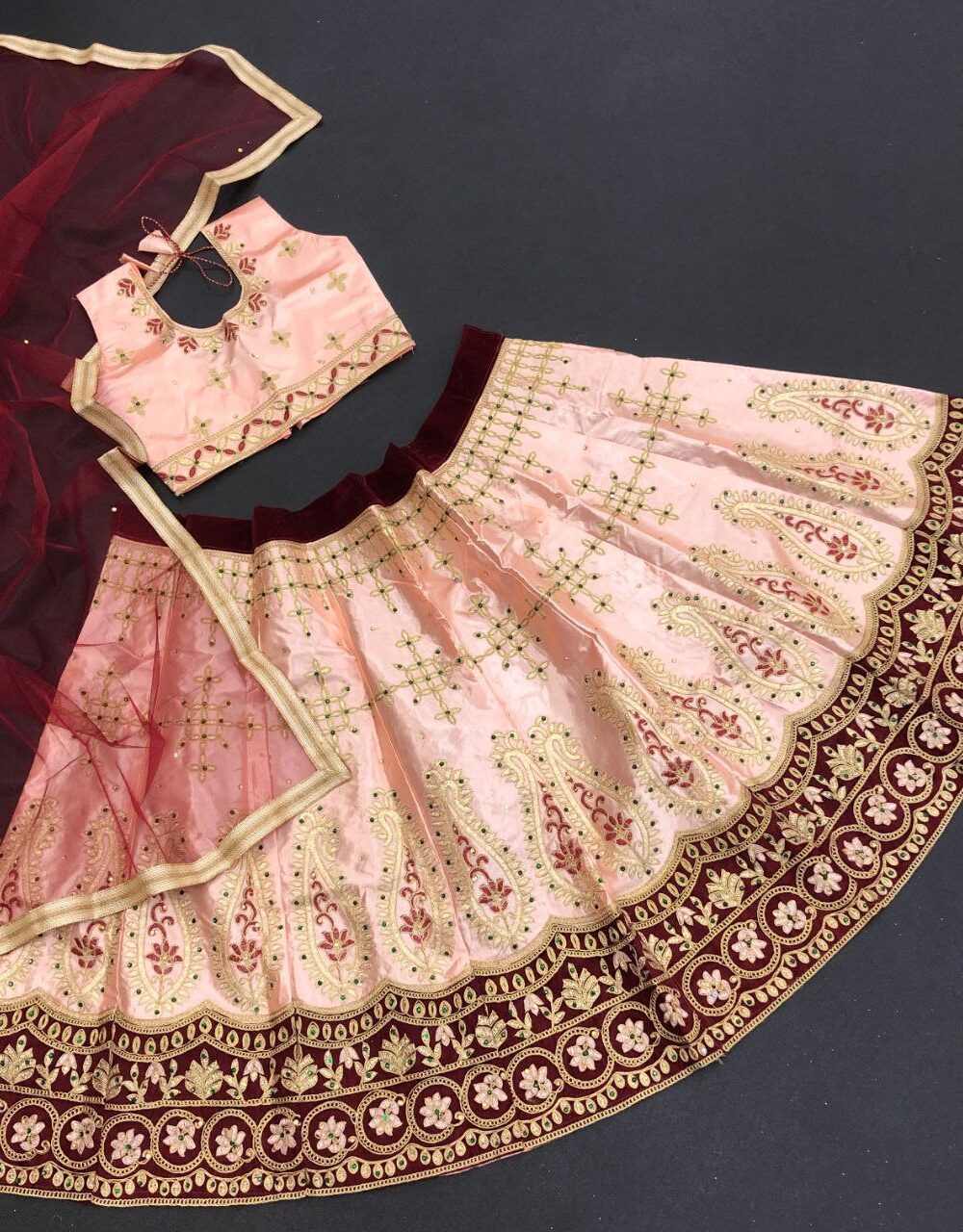 BERRY RED VISCOSE LEHENGA SET – Women Traditional Wear