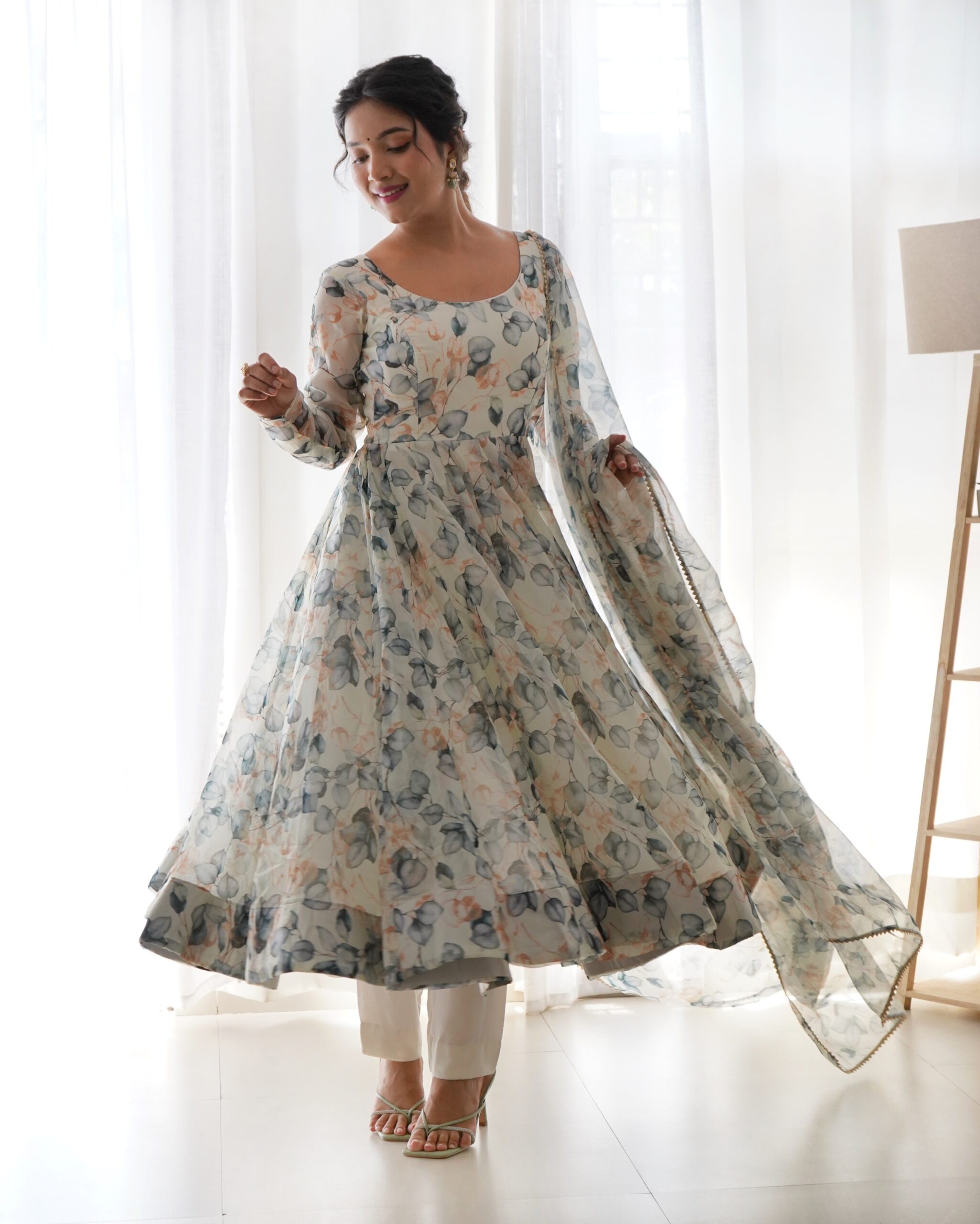 Stylish Anarkali Floor Length Gota Dress - Rana's by Kshitija