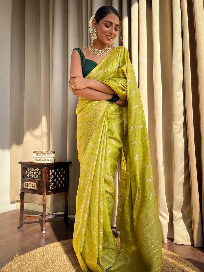 Azalea Pink and Yellow Woven Banarasi Soft Silk Saree – MySilkLove-atpcosmetics.com.vn