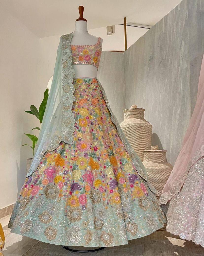 Latest heavy embroidered Semi-Stitched Silk And velvet Designer Lehenga  Choli With Dupatta - Harvi Fashion - 3575561